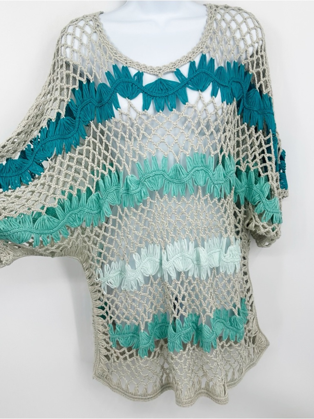 Cj Banks Boho Crochet Chunky Knit Blouse Size 1X Plus Size Festival Boho Fairy